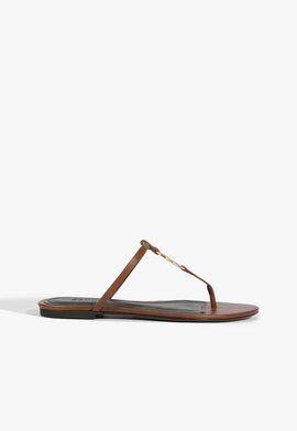 Sandália Rasteira Statement Flats Couro Marrom
