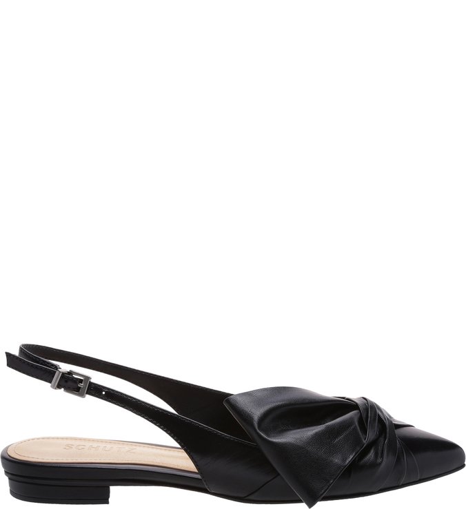 Flat Cindy Slingback Laço Black