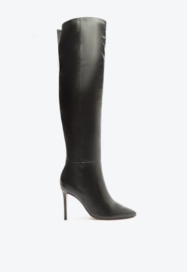 Bota Over the Knee Mikki Otk Couro Preta