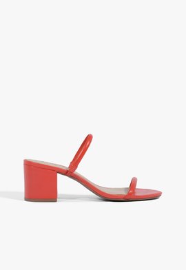 Mule Block Heel Straps Vermelho