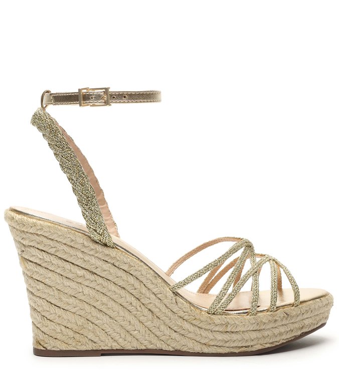Sandalia schutz anabela dourada hot sale