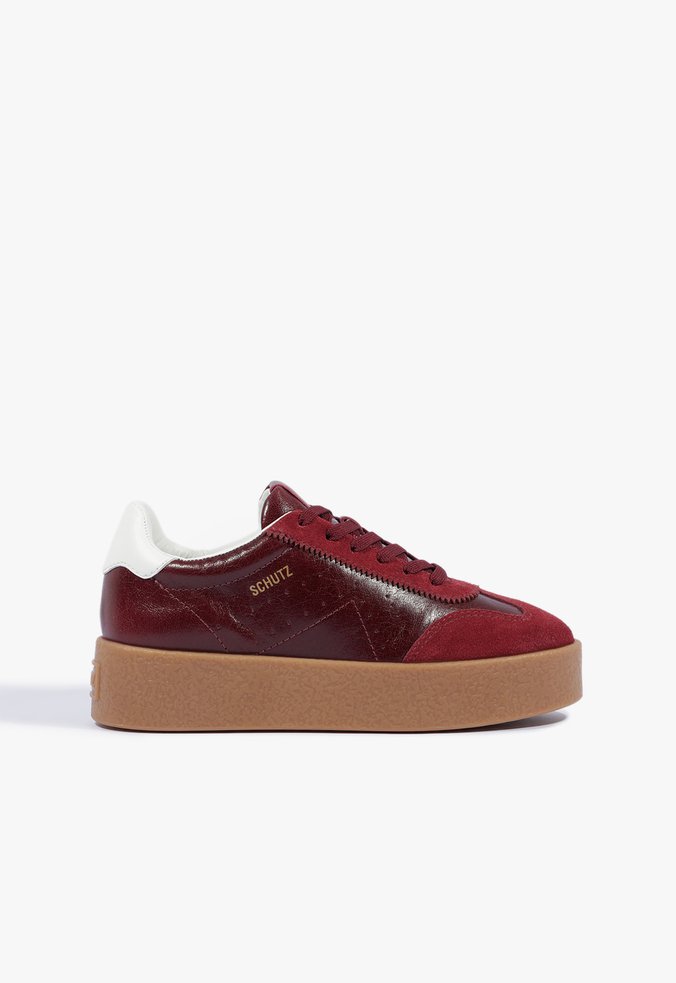 Tênis Flatform Couro Vinho