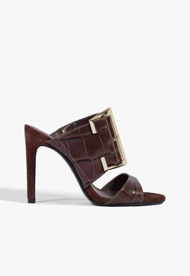 Sandália Croco Gator Couro Marrom