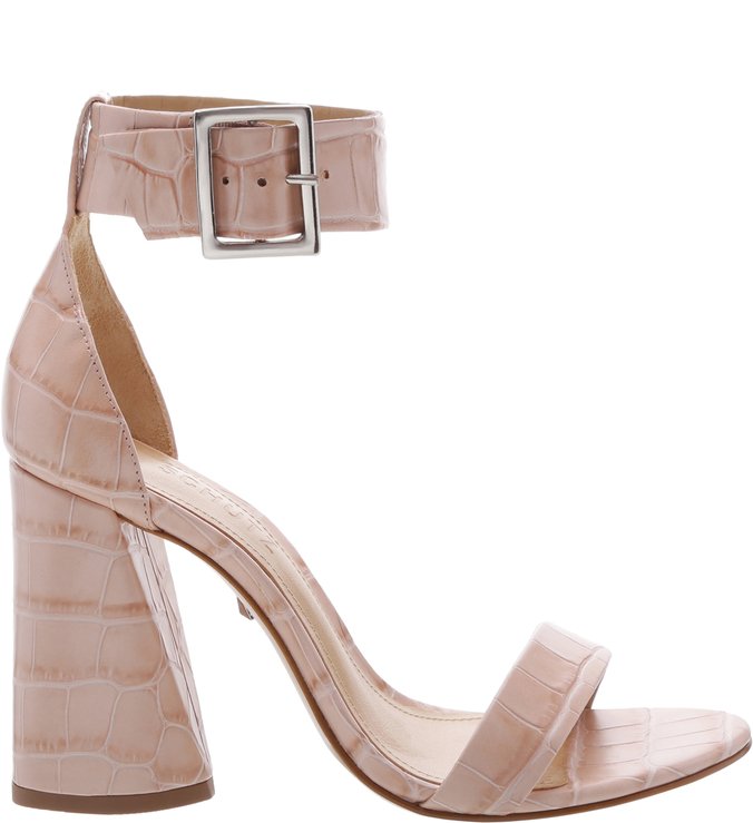 Sandália Salto Cone Croco Rose Sandália Salto Cone Croco Rose
