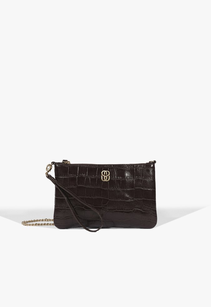 Bolsa Clutch Jennie Couro Marrom