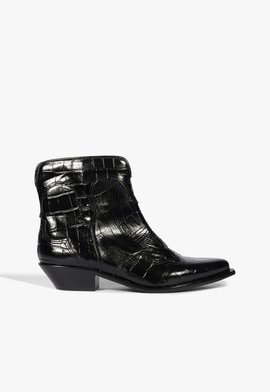 Bota Tennesse Couro Croco Preta