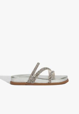 Sandália Papete Metalizada Prata