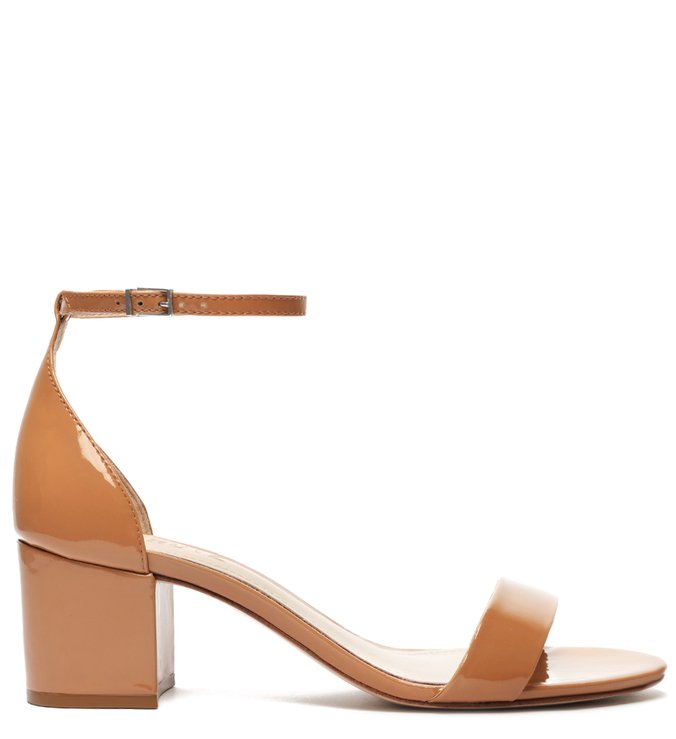 Sandália Minimal Block Heel Verniz Bege