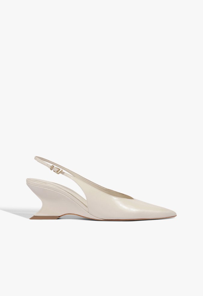 Slingback Siena Mid Buckle Couro Branca