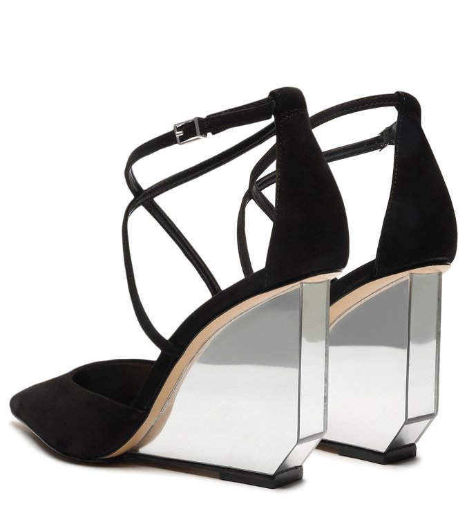 Sapato Scarpin Anabela Espelho Preto Sapato Scarpin Anabela Espelho Preto