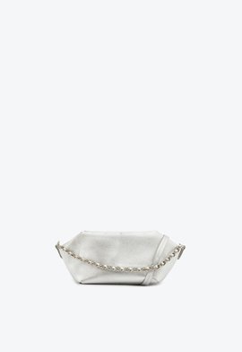 Bolsa Tiracolo Pequena Couro Corrente Prata