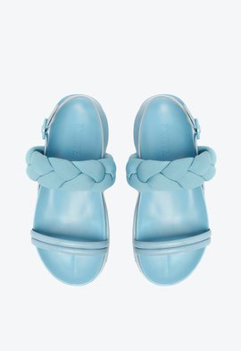 Sandália Papete Flatform Nylon Trança Azul