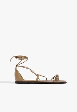 Sandália Rasteira Amarração Bege