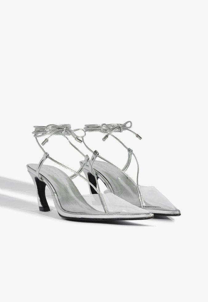 Scarpin Elvyra Mid Vinil Couro Prateado | Schutz