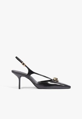 Scarpin Slingback Leoness Couro Preta