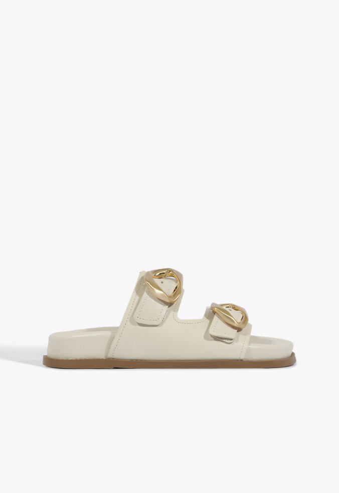 Papete Slide Olga Sporty Couro Branco