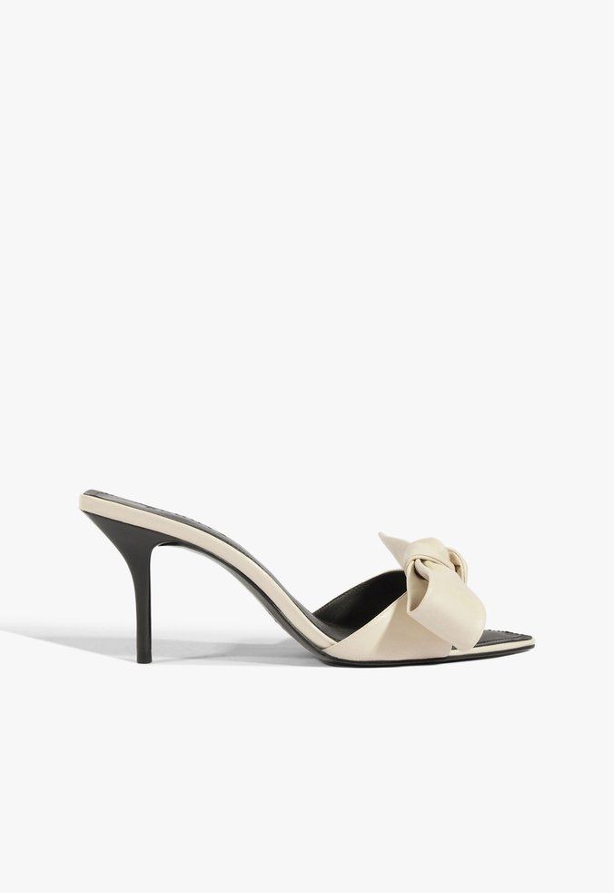 Tamanco Mule Elodie Bow Couro Branco