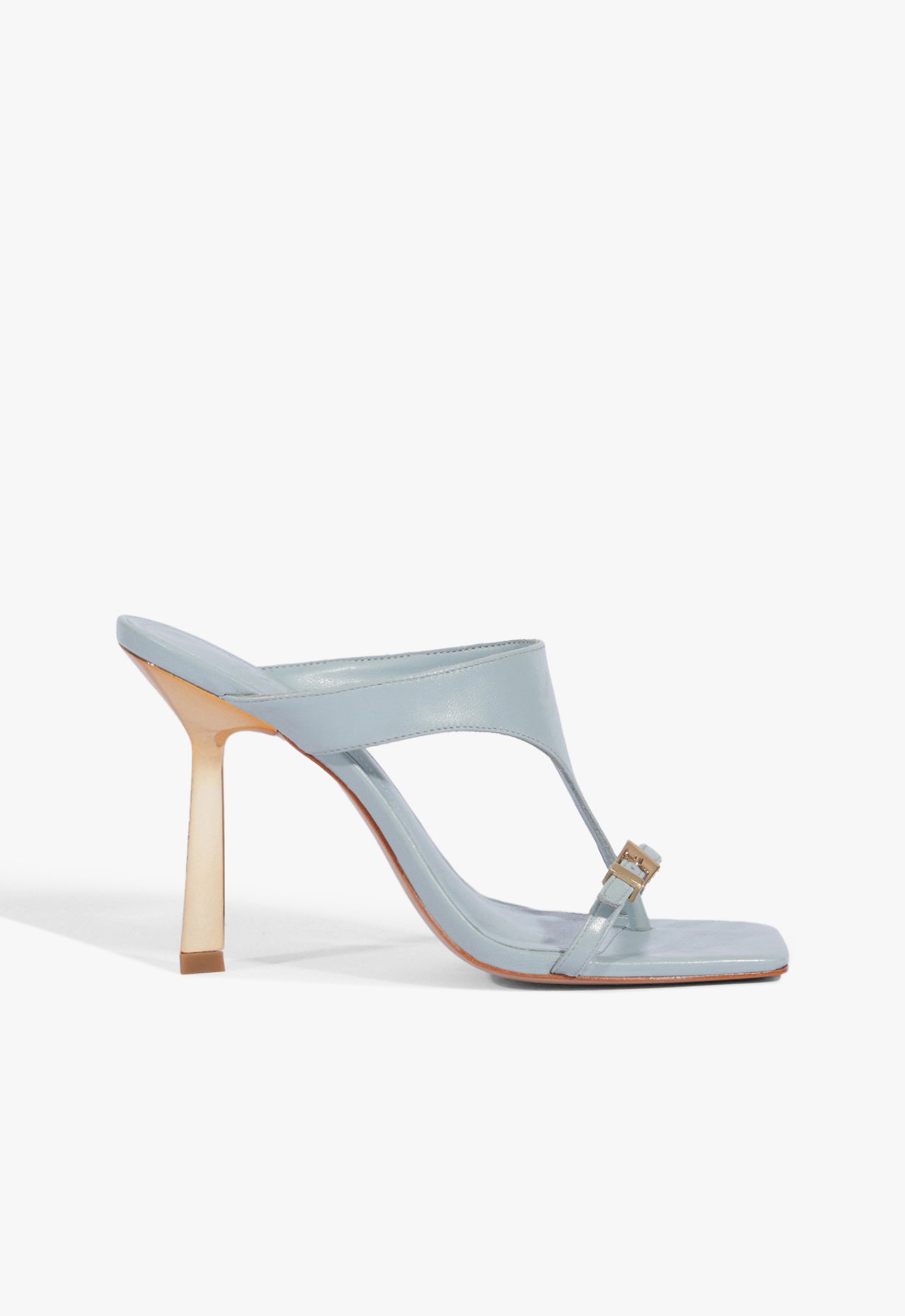 Sandália Mule Salto Couro Azul Clara | Schutz