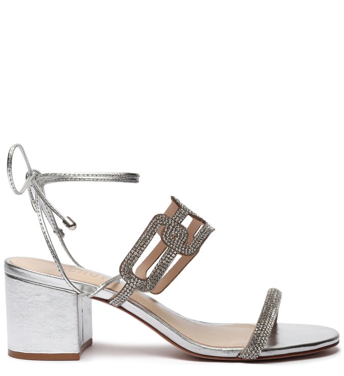 Sandália Block Heel Glam Baroque Prata