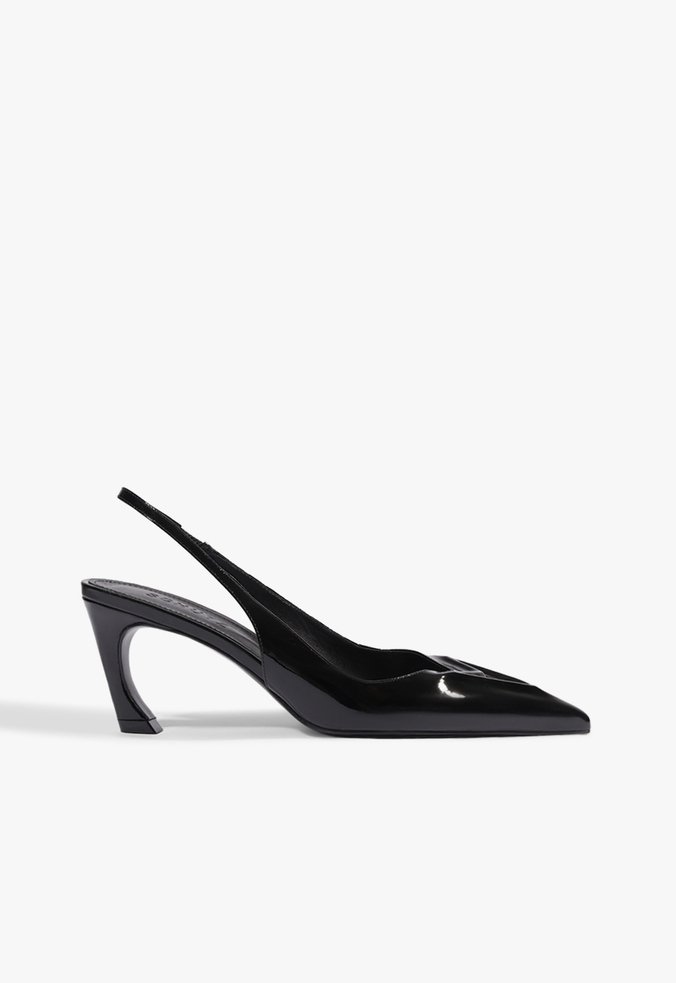 Scarpin Slingback Scarlet Couro Preto