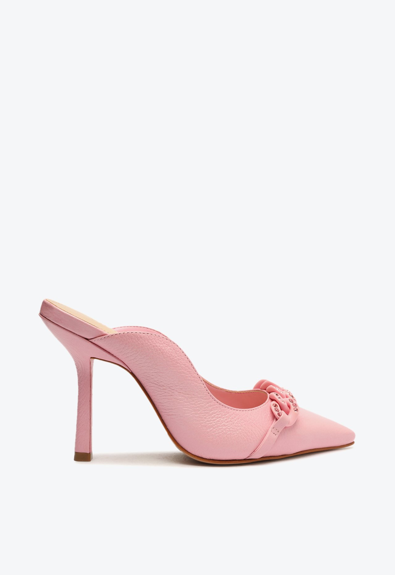 Sapato Mule Scarpin Couro Enfeito Couro Rosa | Schutz