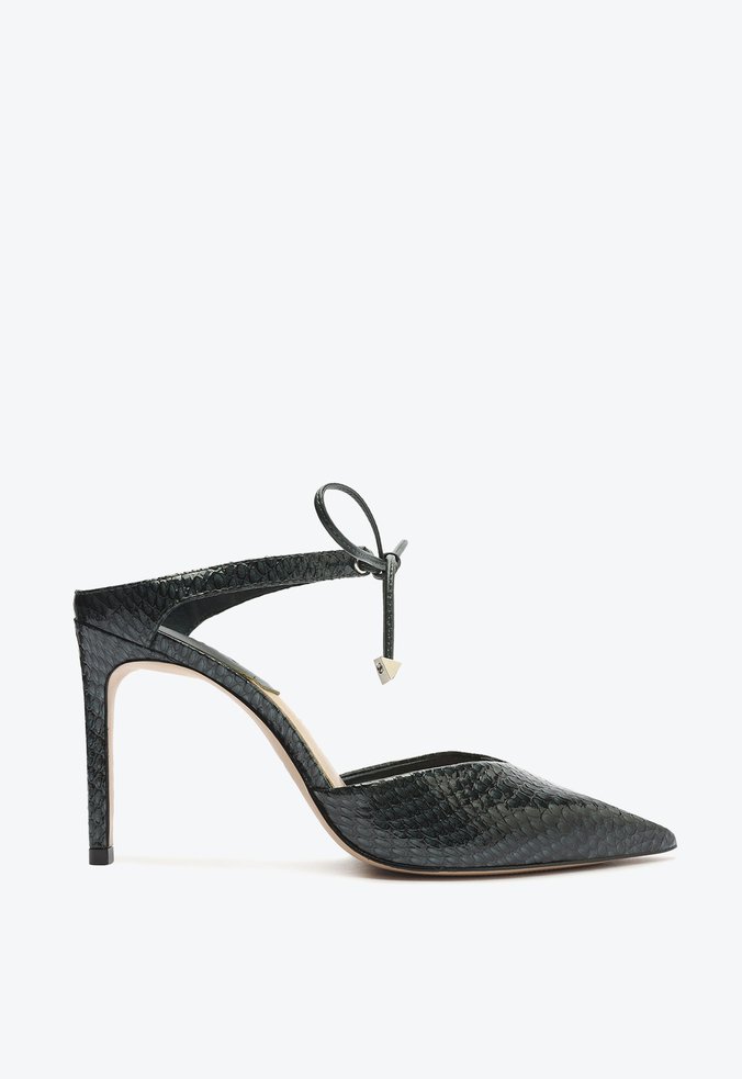 Sapato Scarpin Maxine Couro Snake Verde