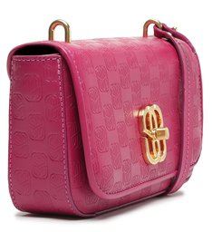Bolsa Tiracolo Pequena Emblem Couro Pink