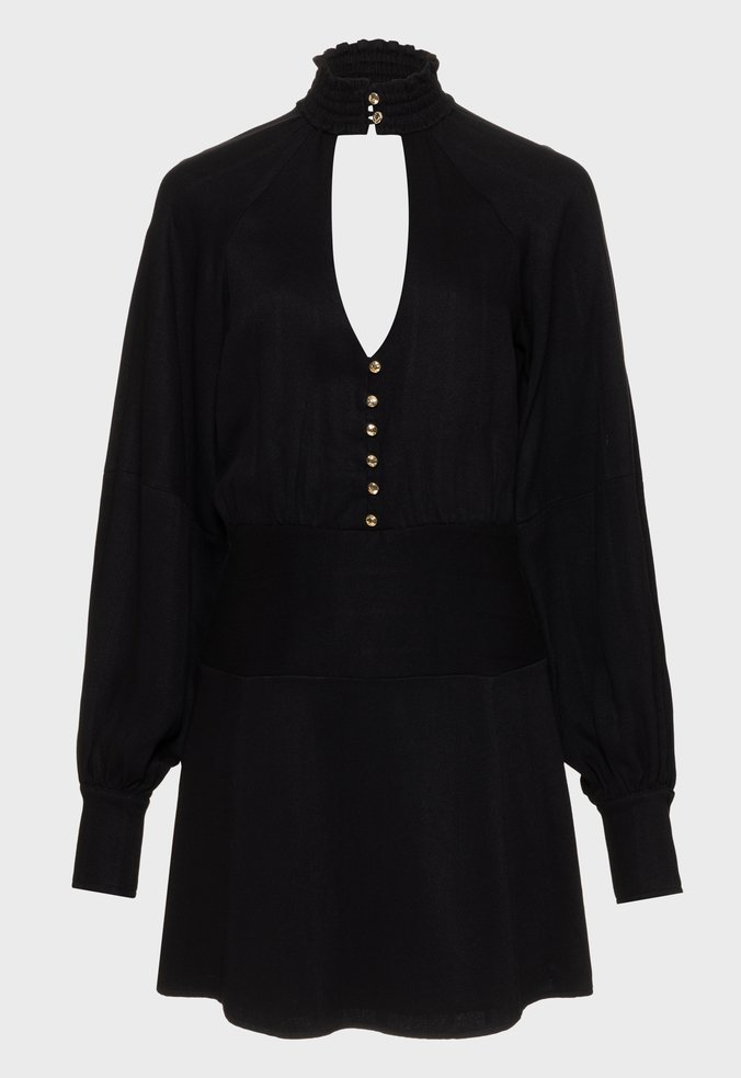 Vestido Curto Manga Longa Mackenzie Preto