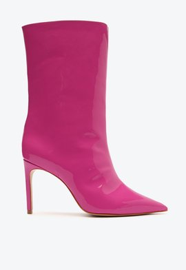 Bota Salto Alto Mary Verniz Rosa