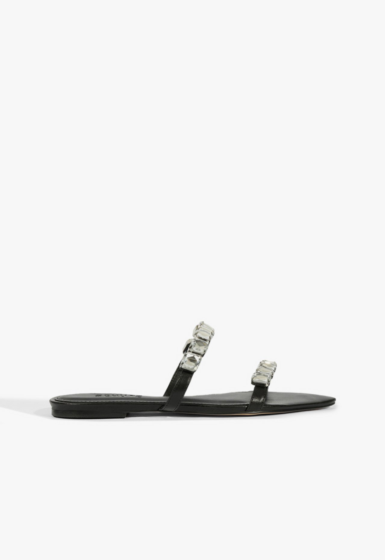 Sandália Rasteira Pedraria Couro Preto | Schutz