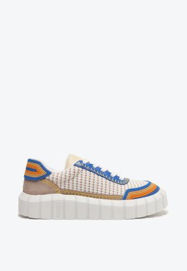 Tênis Bali Tricô Branco Azul Laranja