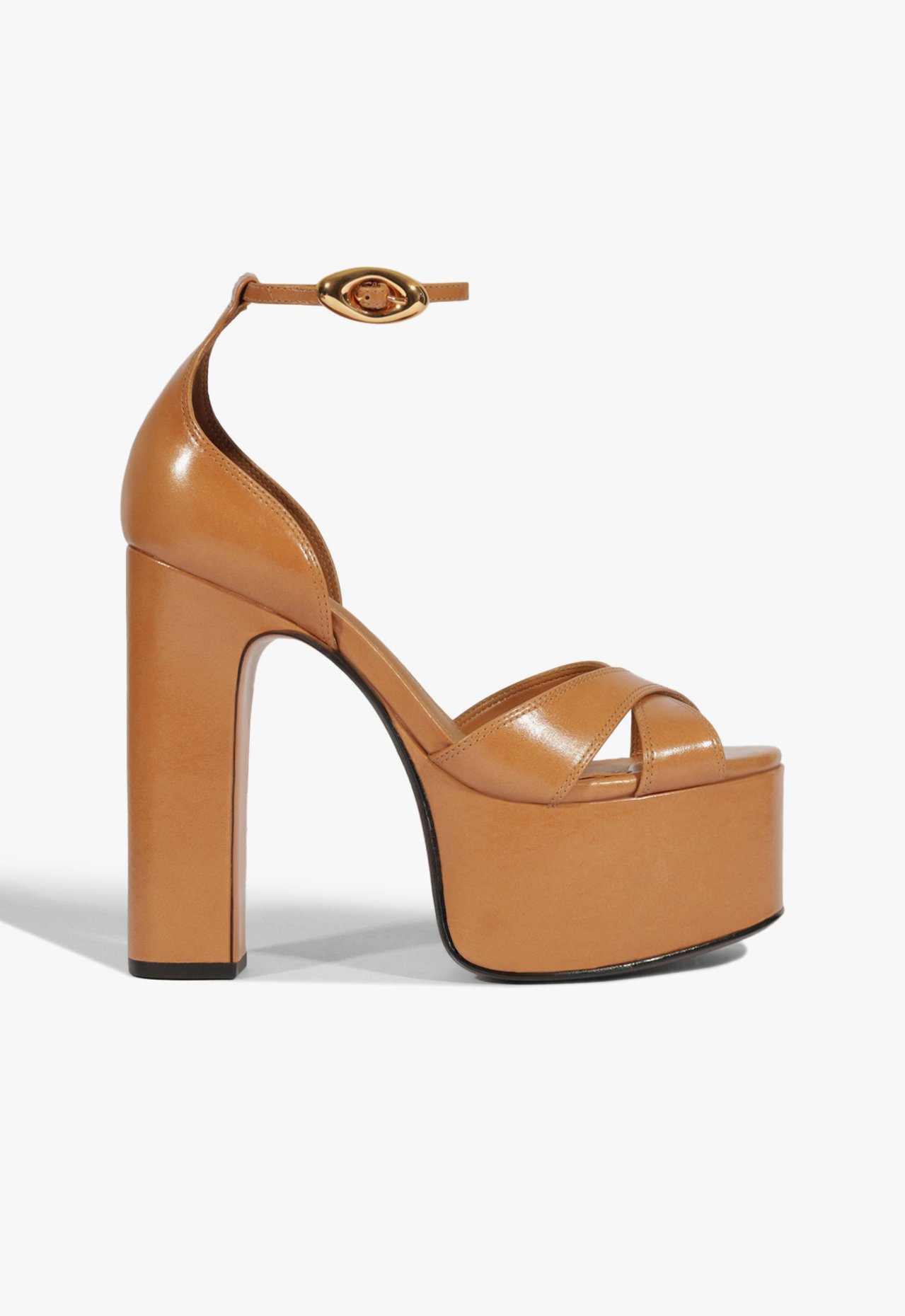 Sandália Meia Pata Jolene Couro Marrom Clara | Schutz