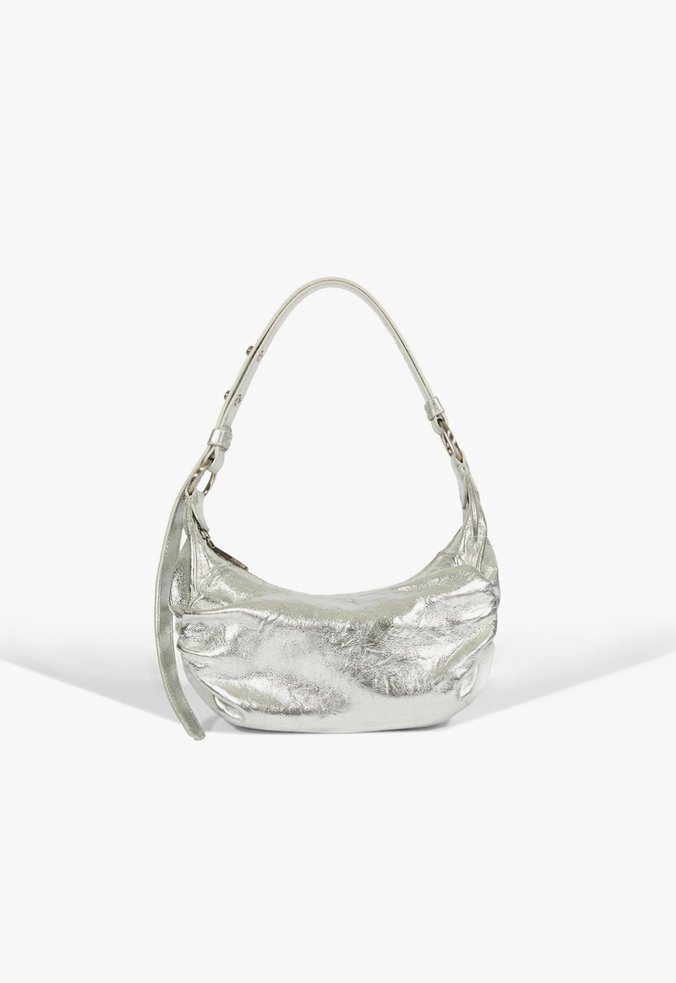 Bolsa Hobo Couro Prata