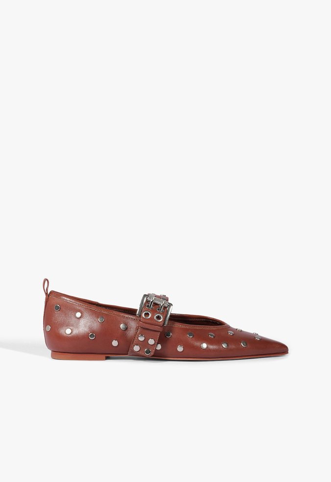 Sapatilha Couro Studs Marrom