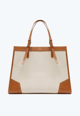 Bolsa Shopping Grande Susan Lona Couro Marrom
