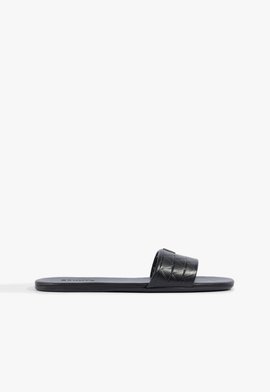 Slide Fresh Boho Couro Preto