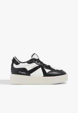 Tênis ST Flatform Couro Preto e Branco