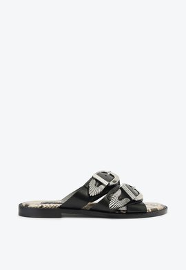 Rasteira Wild Flats Couro Preta