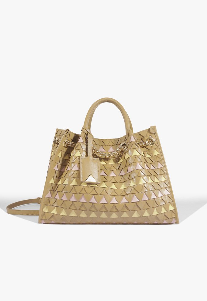 Bolsa Tote Rebecca Multicolor Grande Couro