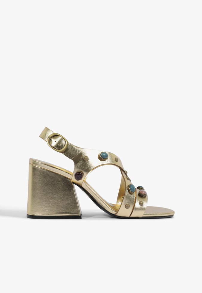 Sandália Couro Boho Dourada