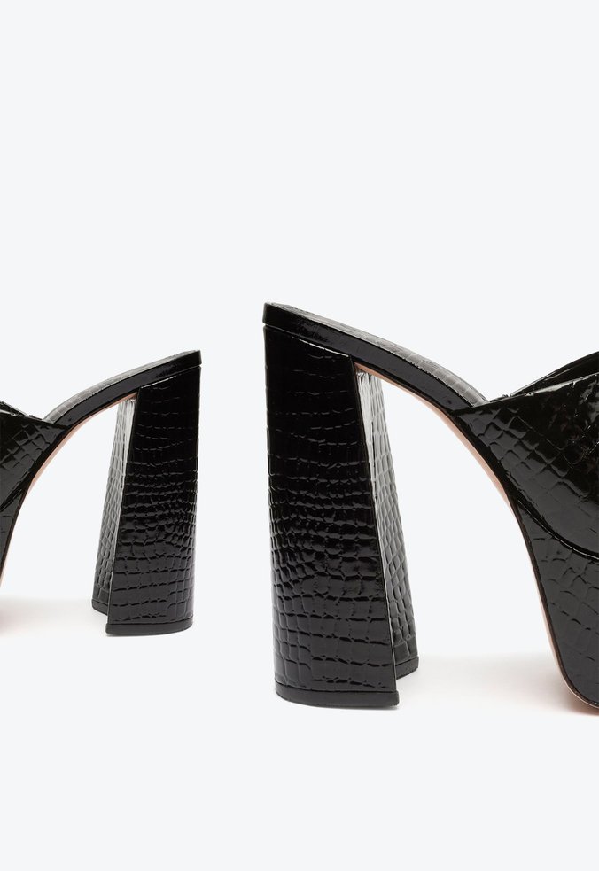 Sandália Mule Donatella Croco Preta Sandália Mule Donatella Croco Preta
