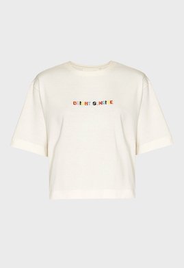 Camiseta Cropped Algodão Milene Sunrise Branca