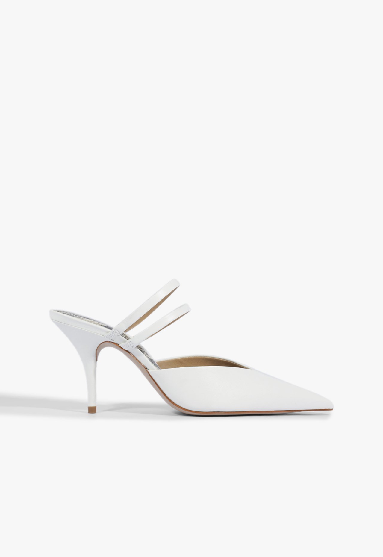 Mule Mid Heel Straps Couro Branco | Schutz