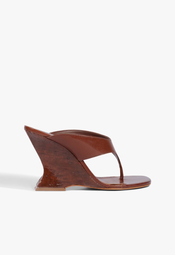 Sandália Anabela Maya Scarf Couro Marrom