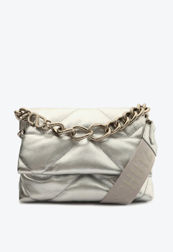 Bolsa Tiracolo Pequena Barbara Couro Prata