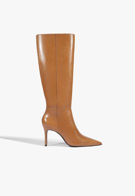 Bota Mikki Up Salto Alto Couro Marrom Claro