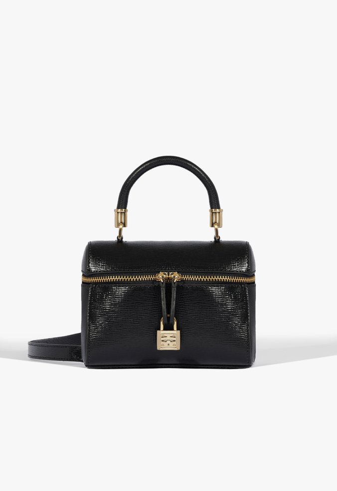 Bolsa Lorena Top Handle Pequena Couro Preta