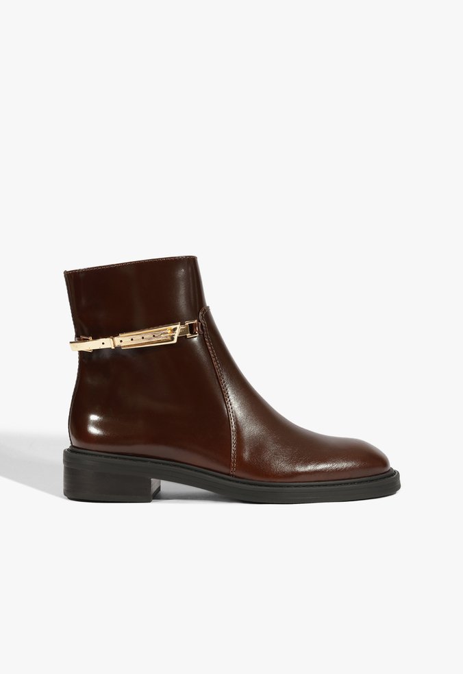 Bota Cano Baixo Couro Marrom