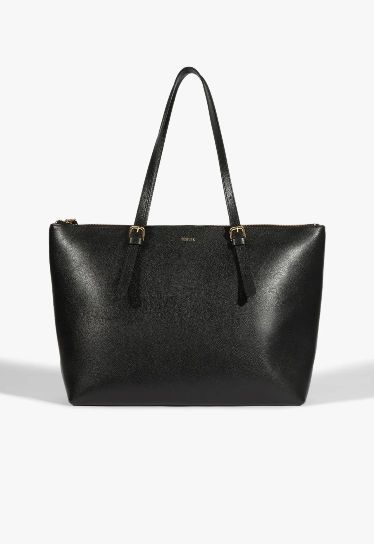 Vista 2 Bolsa Shopping Grande Sara Couro Preta Schutz Preto Schutz Preto