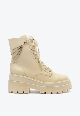 Bota Coturno Tratorado Couro Branco